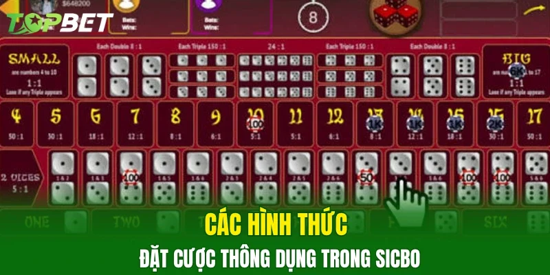 Các hình thức đặt cược thông dụng trong sicbo